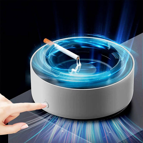 2 in 1 Multifunctional Indoor Smokeless Ashtray, 360 °Surround Suction Intelligent Air Purifier Ashtray, Indoor Household Car Intelligent Ashtray ((Grey)